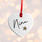 Personalised Christmas Star Heart Decoration