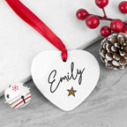 Personalised Christmas Star Heart Decoration