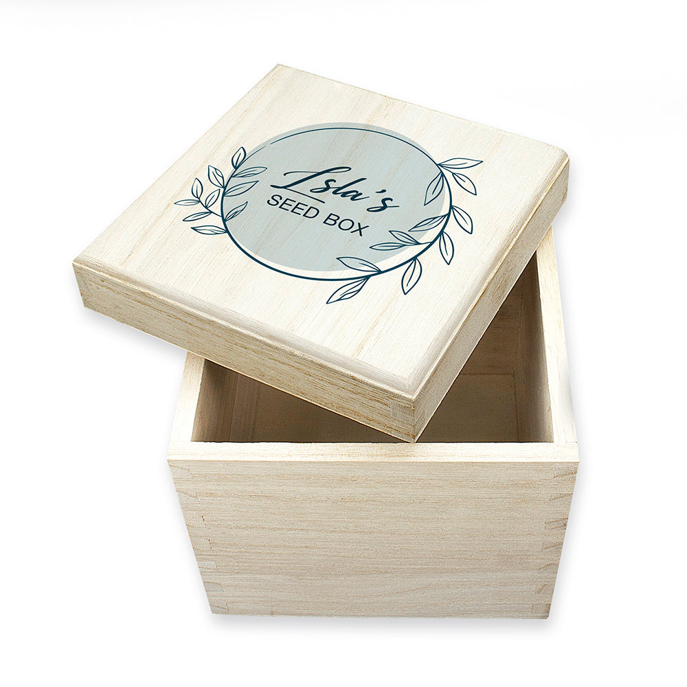 Personalised Green Wreath Seeds Box