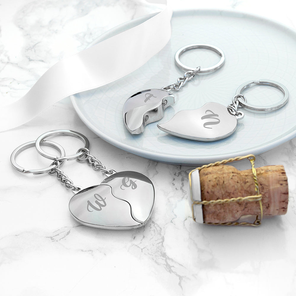 Personalised Monogram Heart Keyring Set