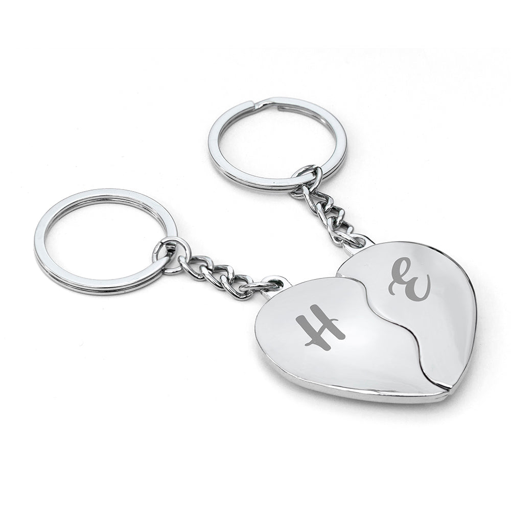 Personalised Monogram Heart Keyring Set