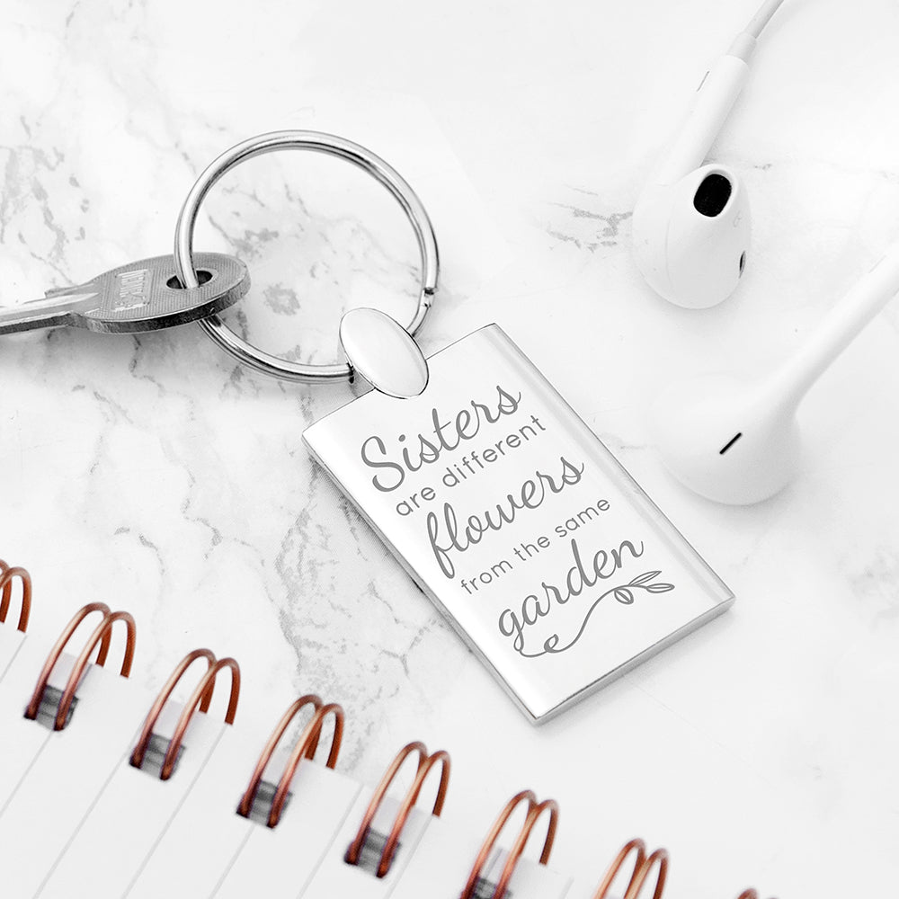 Personalised Sisters are Flowers Keyring