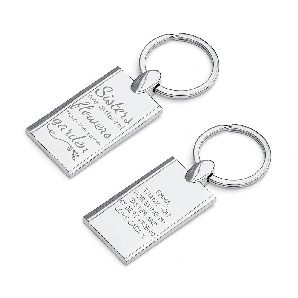 Personalised Sisters are Flowers Keyring