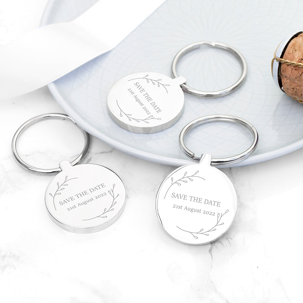 Personalised Save the Date Round Keyring