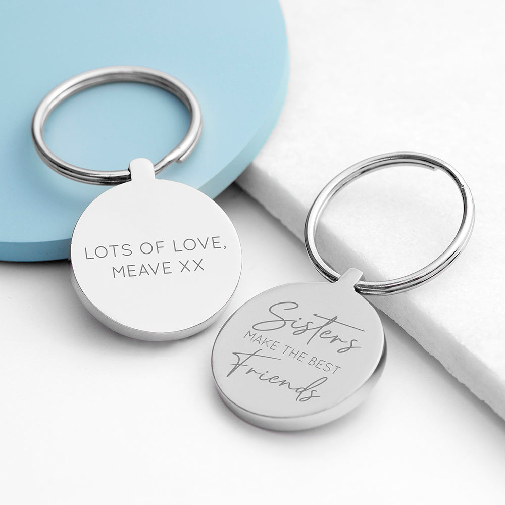 Personalised Sisters Round Keyring