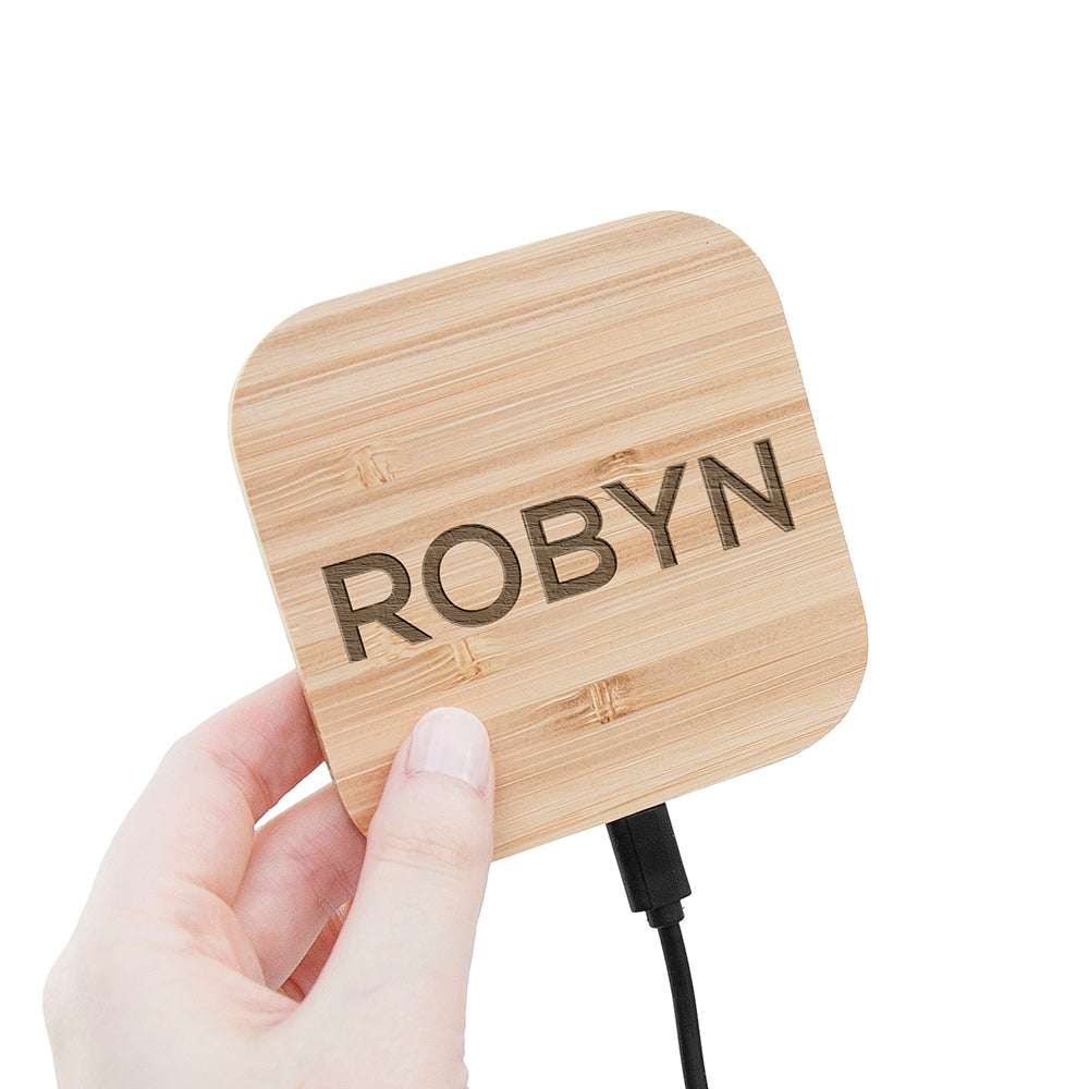 Personalised Bamboo Wireless Charger