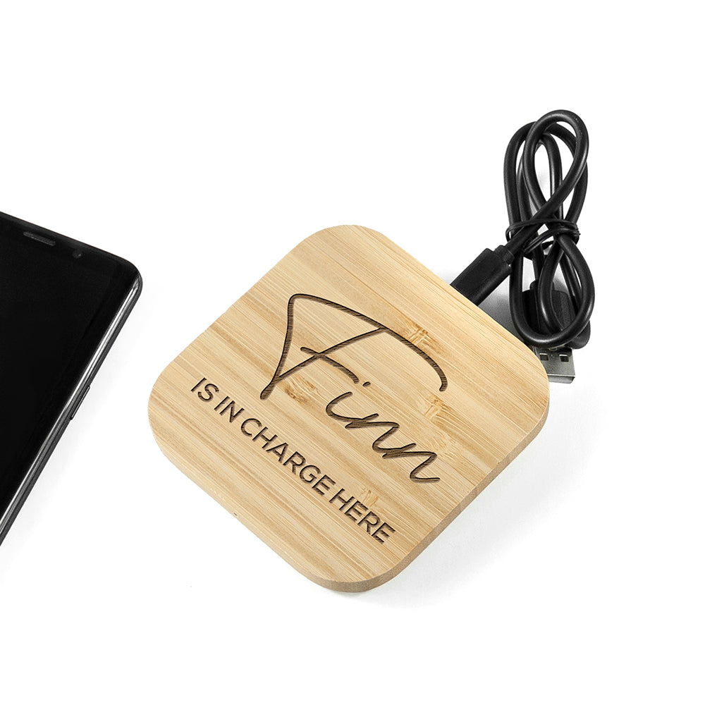 Personalised In Charge Bamboo Wireless Charger