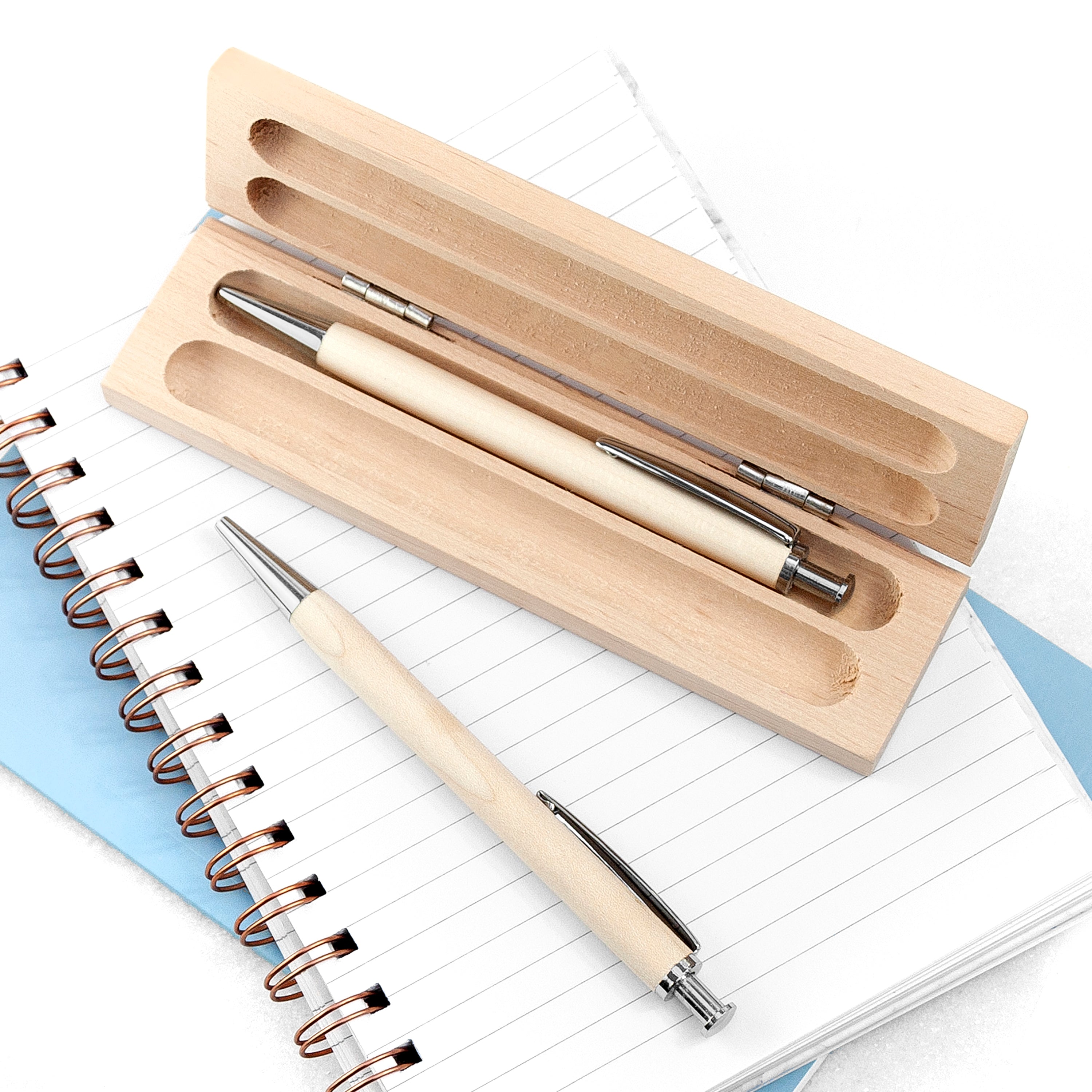 Personalised Beech Wood Pen Set
