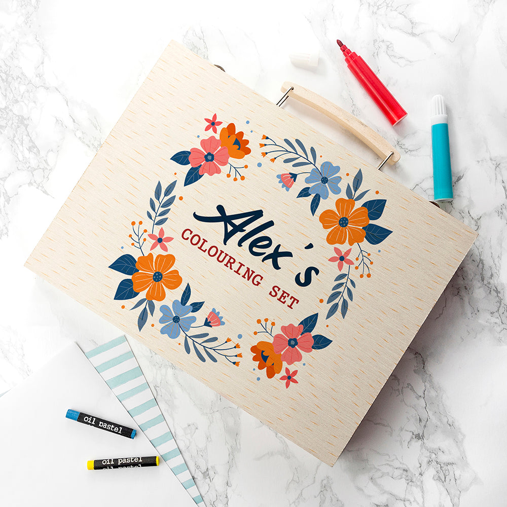 Personalised Flower Garland Colouring Set