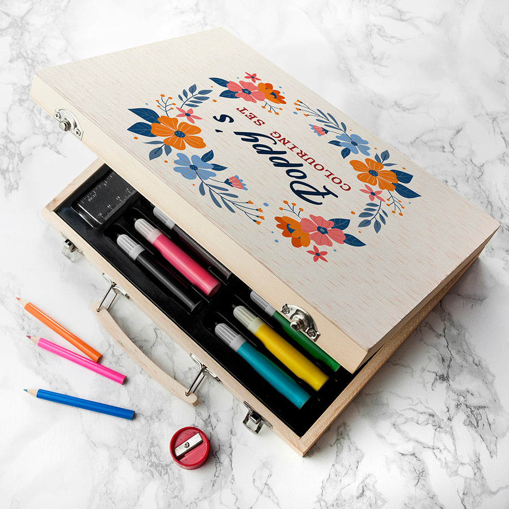 Personalised Flower Garland Colouring Set