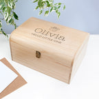 Personalised New Baby Keepsake Wooden Chest -  Booties