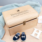 Personalised New Baby Keepsake Wooden Chest -  Pram