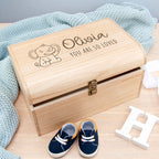 Personalised Baby Elephant Keepsake Wooden Chest