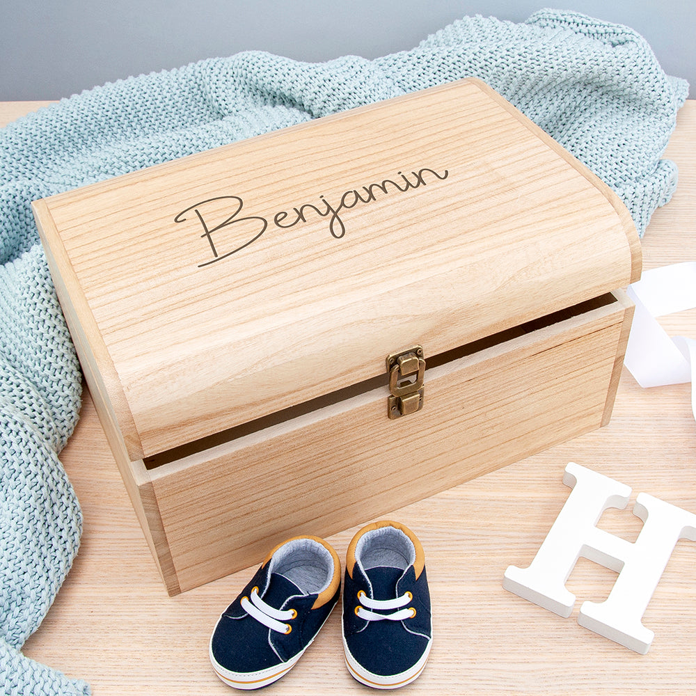 Personalised Kids Engraved Keepsake Wooden Chest