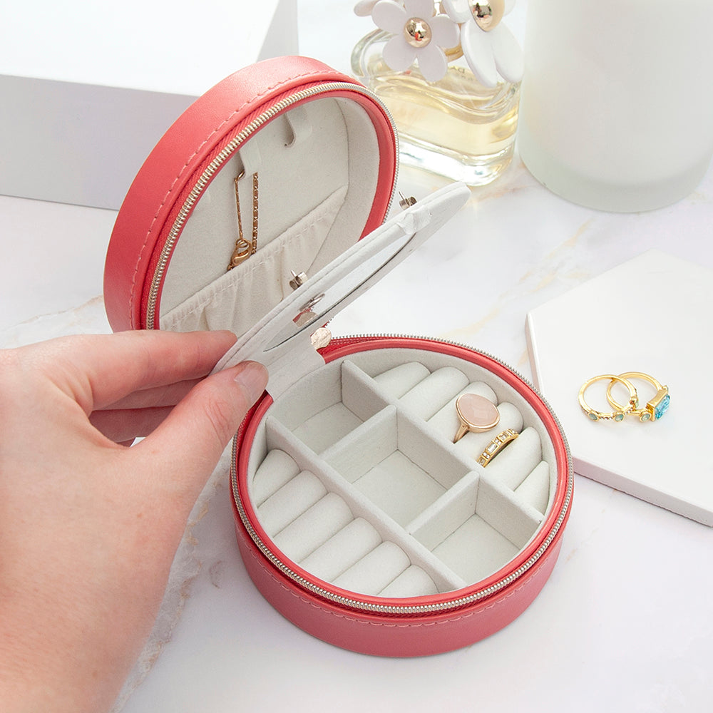 Personalised Treat Republic Coral Round Jewellery Case