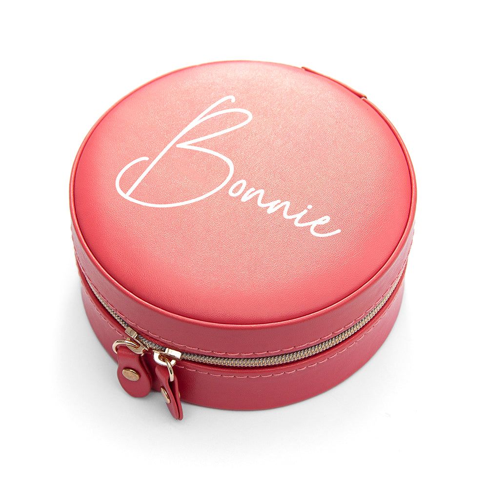 Personalised Treat Republic Coral Round Jewellery Case