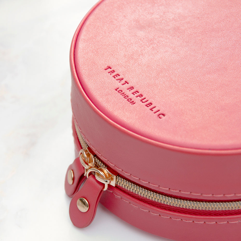 Personalised Treat Republic Coral Round Jewellery Case