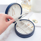 Personalised Treat Republic Blue Round Jewellery Case