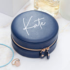 Personalised Treat Republic Blue Round Jewellery Case