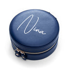 Personalised Treat Republic Blue Round Jewellery Case