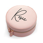 Personalised Treat Republic Blush Pink Round Jewellery Case