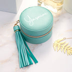 Personalised Treat Republic Turquoise Jewellery Case with Tassel
