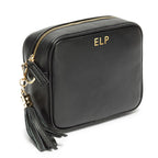 Personalised Elie Beaumont Black Bag with Silver Chevron Strap