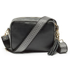 Personalised Elie Beaumont Black Bag with Silver Chevron Strap