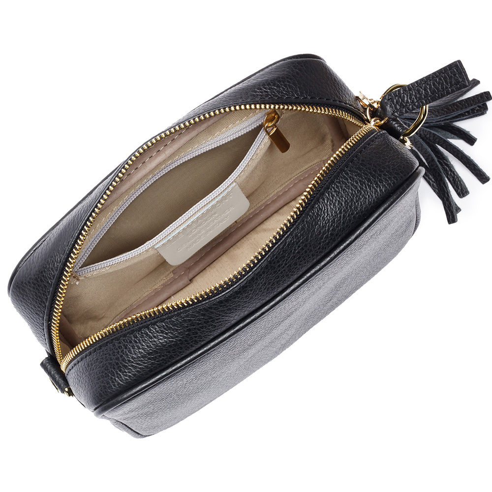 Personalised Elie Beaumont Black Bag with Pink Camouflage Strap