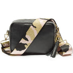 Personalised Elie Beaumont Black Bag with Pink Camouflage Strap