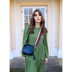 Personalised Elie Beaumont Navy Bag with Tricolour Strap