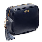 Personalised Elie Beaumont Navy Bag with Tricolour Strap