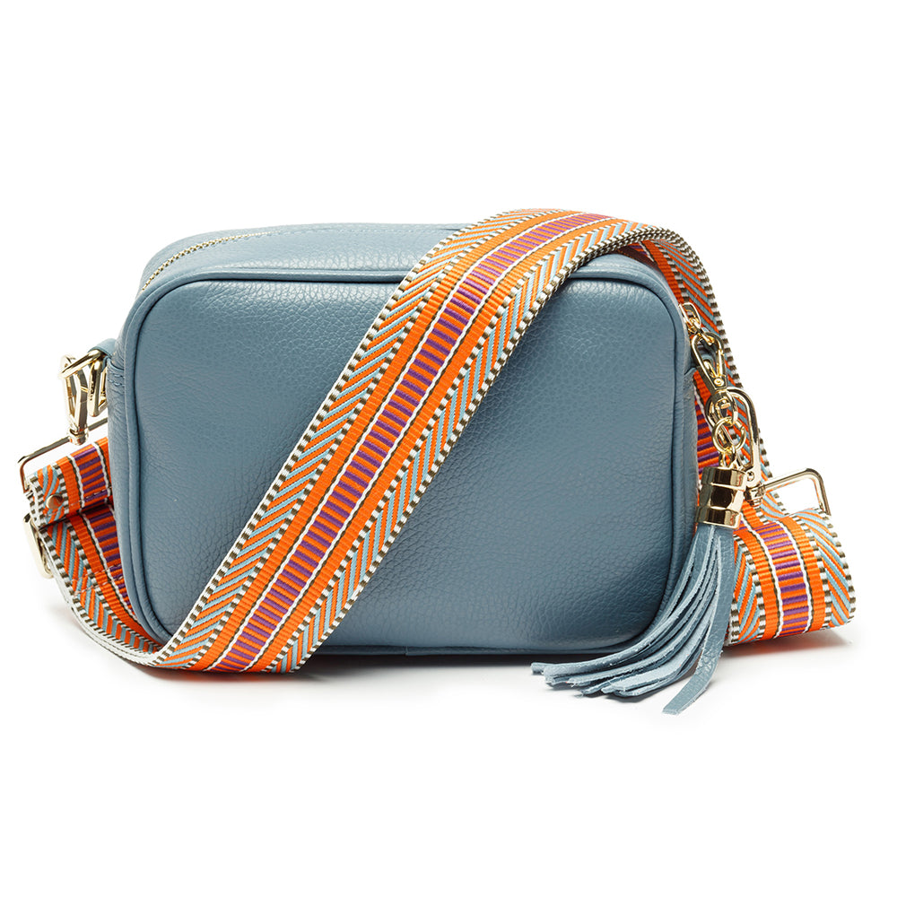 Personalised Elie Beaumont Light Blue Bag with Aztec Strap