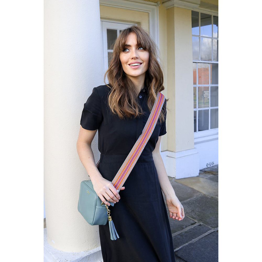 Personalised Elie Beaumont Light Blue Bag with Aztec Strap