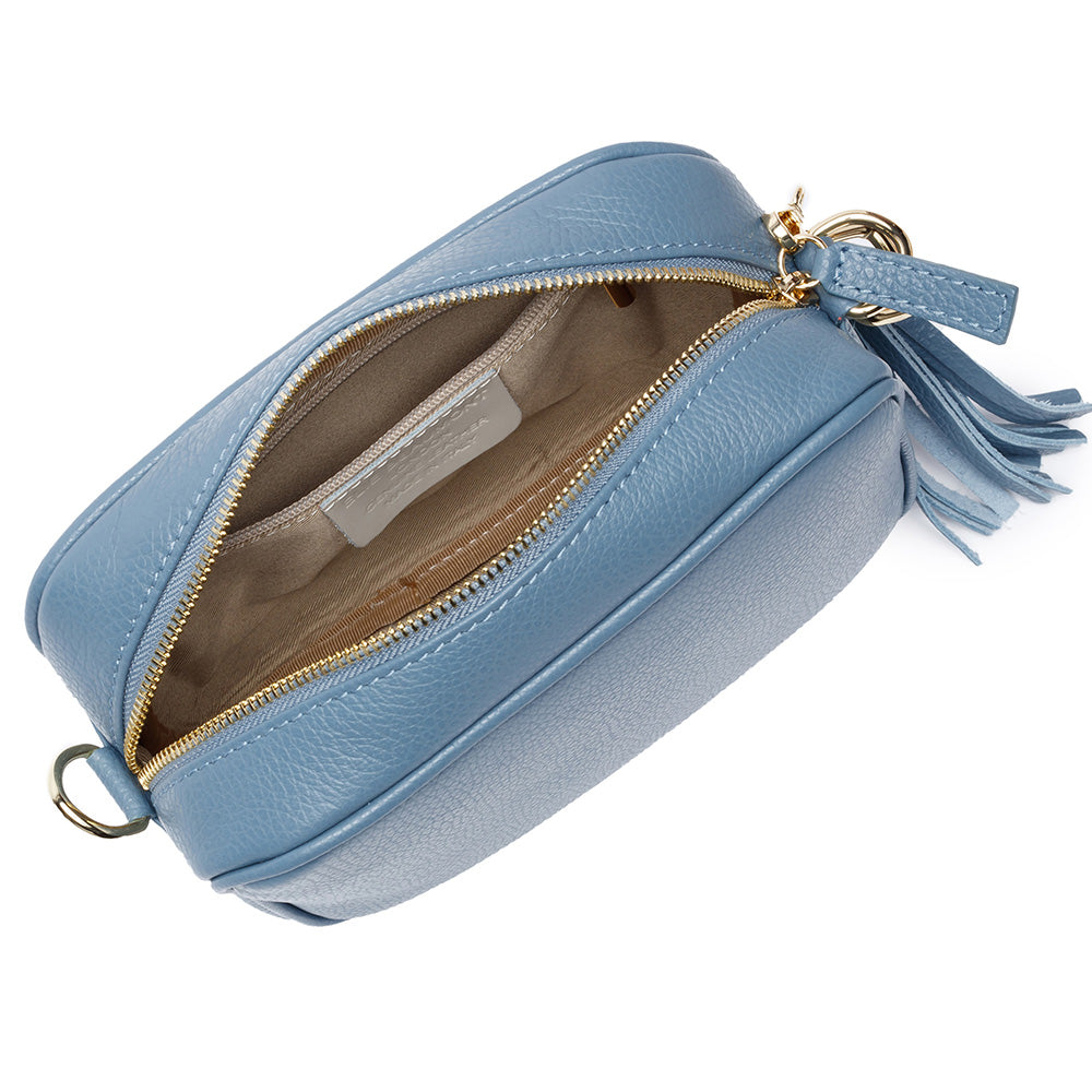 Personalised Elie Beaumont Light Blue Bag with Aztec Strap