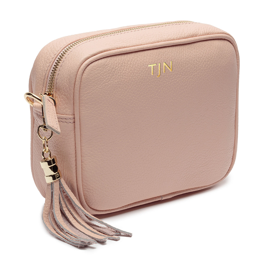 Personalised Elie Beaumont Pink Bag with Gold Chain Strap
