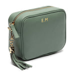 Personalised Elie Beaumont Mint Bag with Champagne Stripes Strap