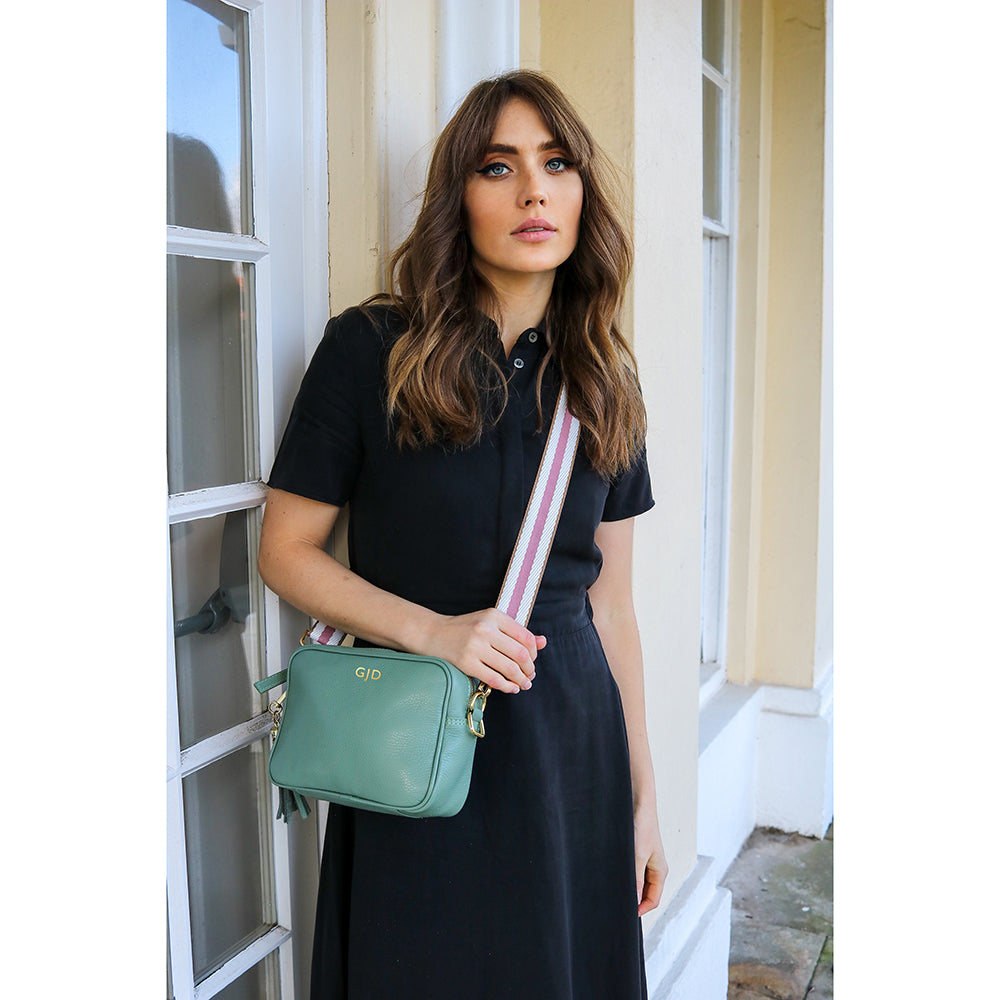 Personalised Elie Beaumont Mint Bag with Biscuit Strap