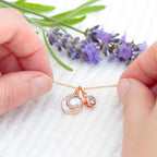 Rose Gold Initial Necklace with Mother of Pearl and Crystal