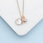 Rose Gold Initial Necklace with Mother of Pearl and Crystal