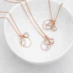 Rose Gold Initial Necklace with Mother of Pearl and Crystal