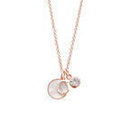 Rose Gold Initial Necklace with Mother of Pearl and Crystal