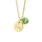 Personalised Gold Birthstone Crystal and Disc Necklace