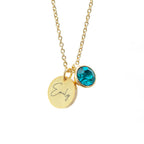 Personalised Gold Birthstone Crystal and Disc Necklace
