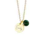 Personalised Gold Birthstone Crystal and Disc Necklace