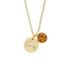 Personalised Gold Birthstone Crystal and Disc Necklace