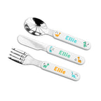 Personalised Kids Cute Dinosaur Cutlery Set - Metal