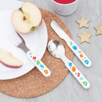 Personalised Kids Colourful Shapes Cutlery Set - Metal