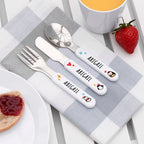 Personalised Kids Winter Penguin Cutlery Set - Metal