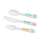 Personalised Kids Cute Dinosaur Cutlery Set - Plastic